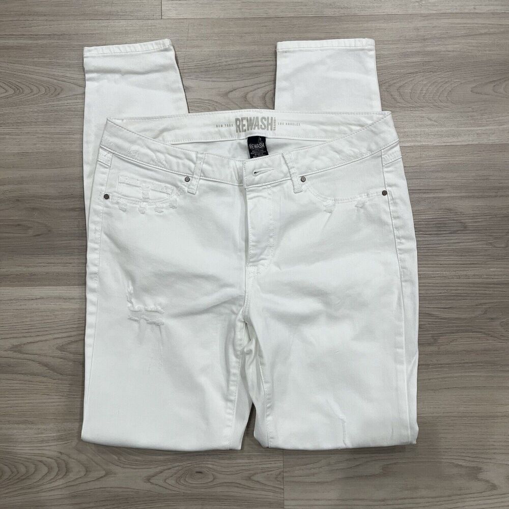 ReWash Junior SZ 9/29 Skinny Jeans Mid-Rise Stretch Pockets Zip-Fly White Womens